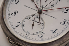 Ulysse Nardin Silver Split-Seconds Chronograph Pocket Chronometer: 1937 Neuchatel Observatory, detail view 11