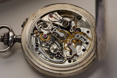 Ulysse Nardin Silver Split-Seconds Chronograph Pocket Chronometer: 1937 Neuchatel Observatory, detail view 20