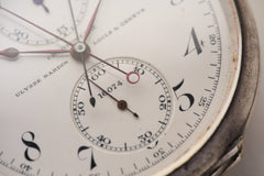 Ulysse Nardin Silver Split-Seconds Chronograph Pocket Chronometer: 1937 Neuchatel Observatory, detail view 12