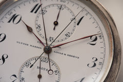 Ulysse Nardin Silver Split-Seconds Chronograph Pocket Chronometer: 1937 Neuchatel Observatory, detail view 7