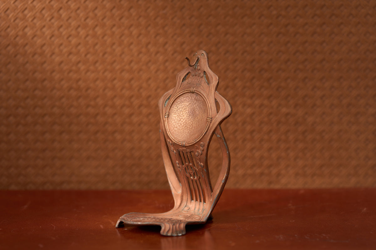 Art Nouveau Pierced Copper Holder, Wave and Wing, c.1900