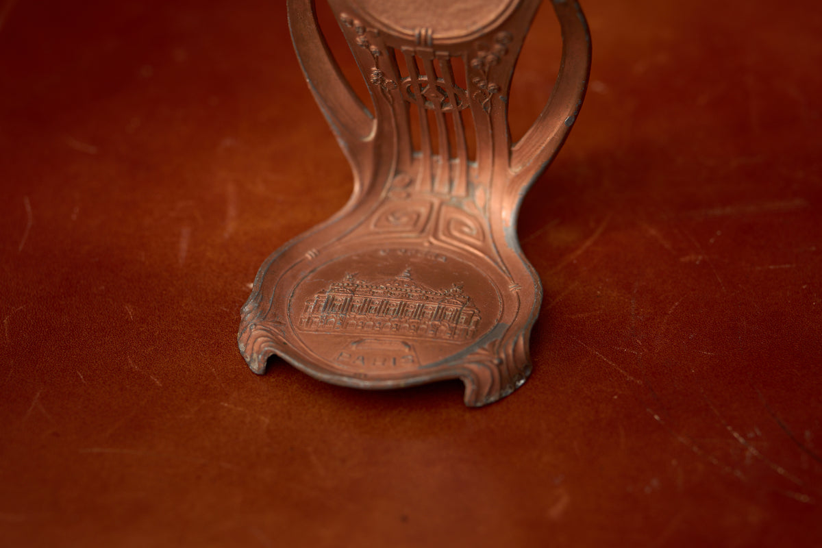 Art Nouveau Pierced Copper Holder, Wave and Wing, c.1900