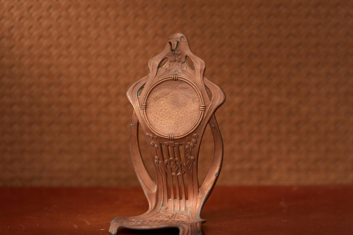 Art Nouveau Pierced Copper Holder, Wave and Wing, c.1900