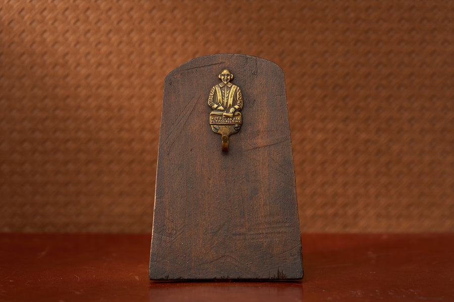 Victorian Walnut Watch Holder with a Cast Brass Hook, c.1880