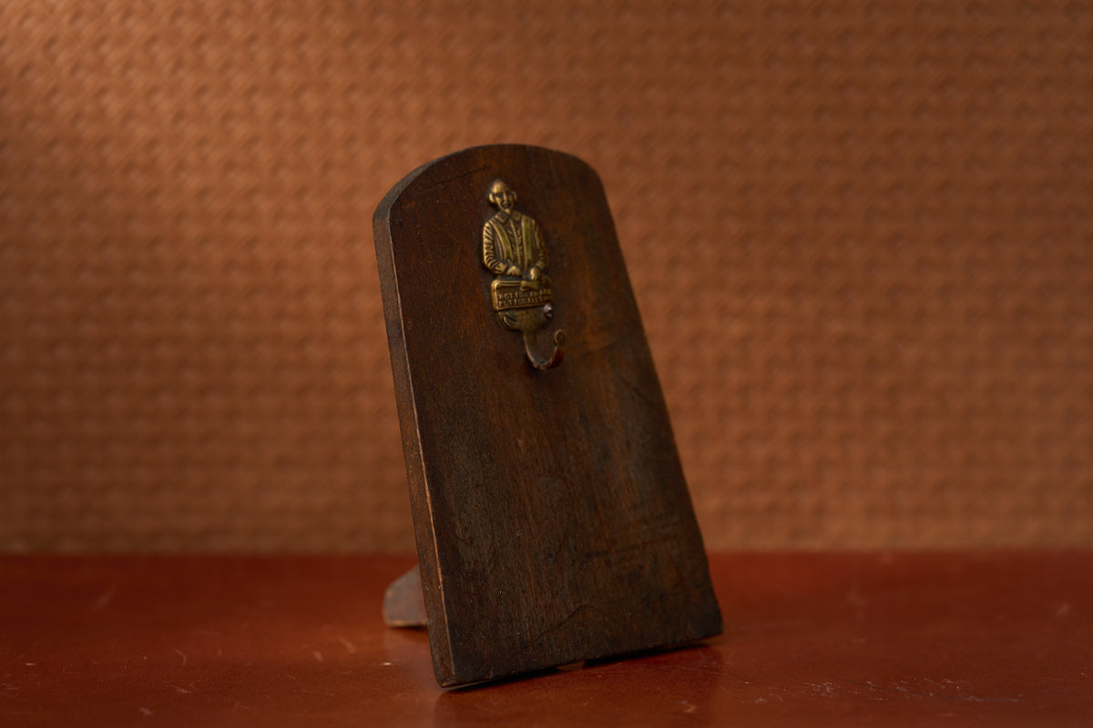 Victorian Walnut Watch Holder with a Cast Brass Hook, c.1880