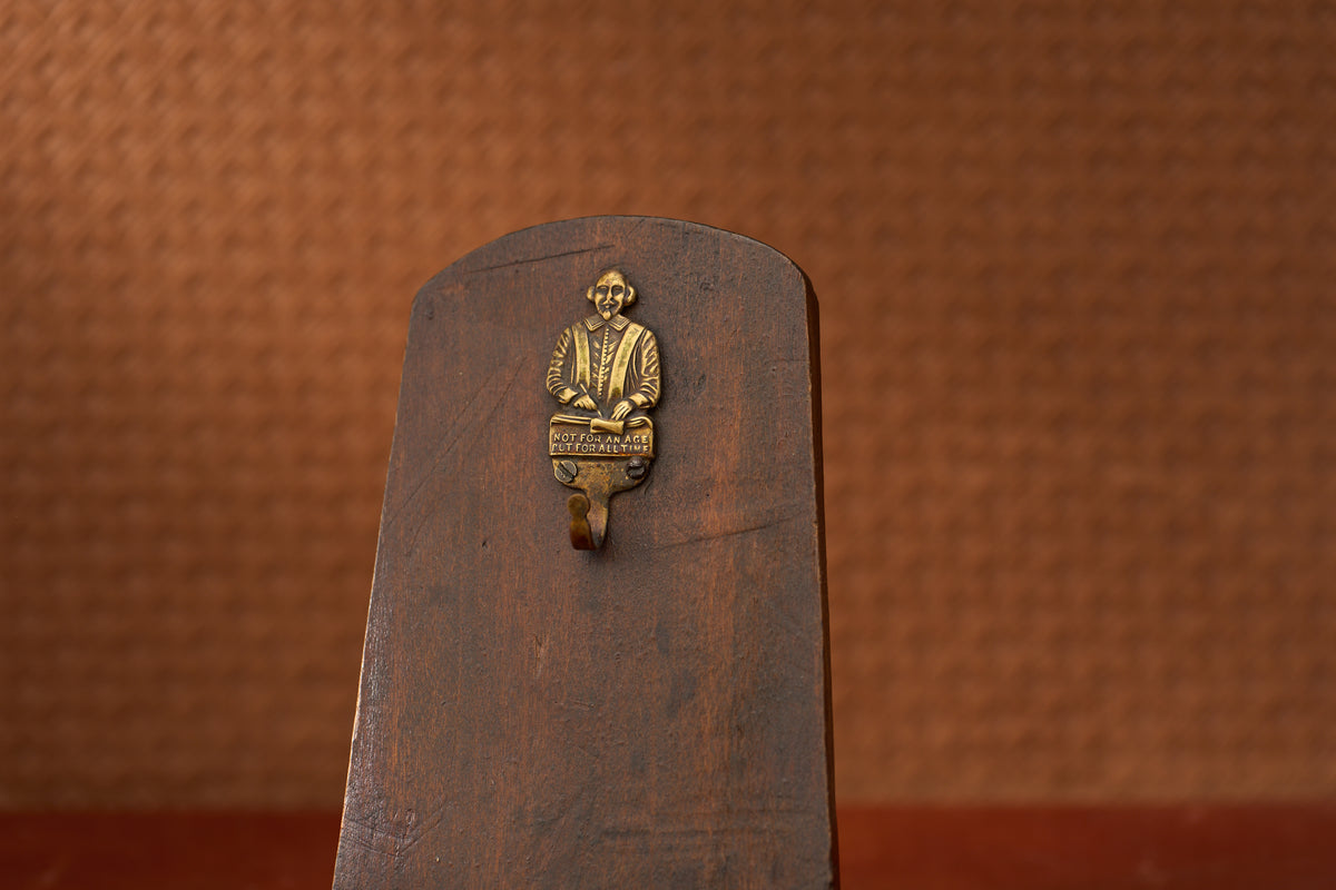 Victorian Walnut Watch Holder with a Cast Brass Hook, c.1880