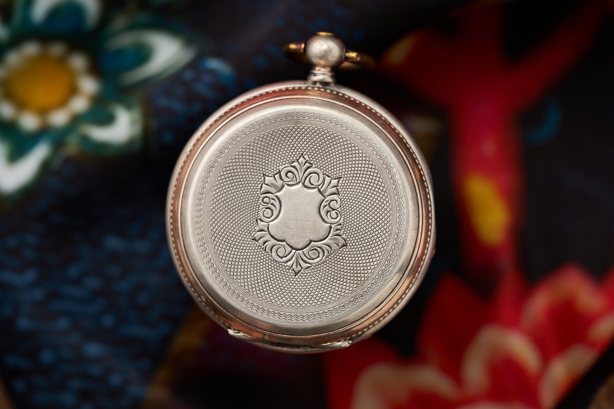 Silver Fob Watch, Key-Wind Cylinder, Plain Enamel Dial, c.1890