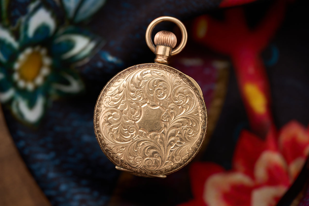 Ladies' Pendant Watch, Rose Gold Star Case, Acanthus, c.1905