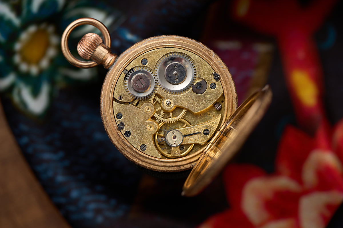 Ladies' Pendant Watch, Rose Gold Star Case, Acanthus, c.1905