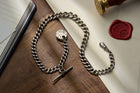 Graduated Curb Single Albert with T-Bar and Coin Padlock, Victorian