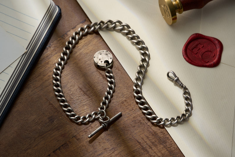 Graduated Curb Single Albert with T-Bar and Coin Padlock, Victorian