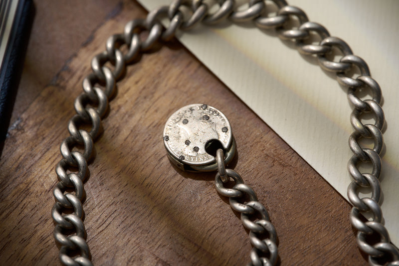 Graduated Curb Single Albert with T-Bar and Coin Padlock, Victorian