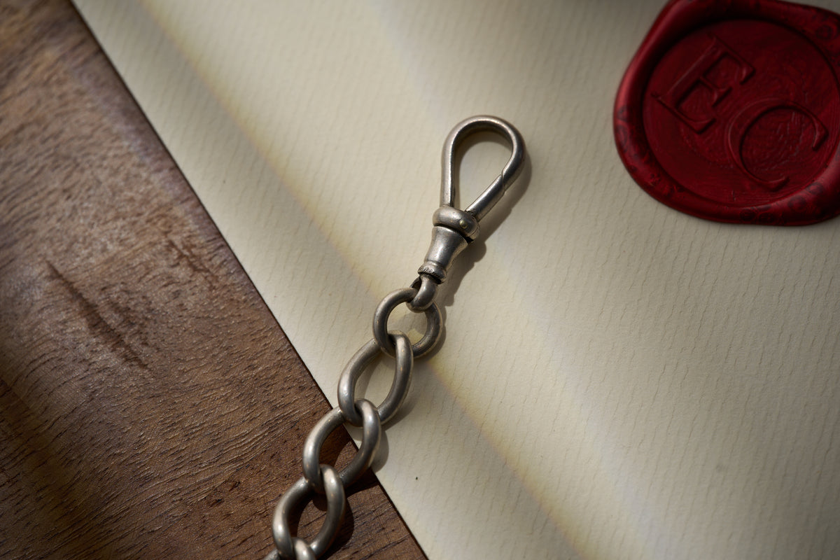 Graduated Curb Single Albert in Sterling Silver, 40cm, c.1900