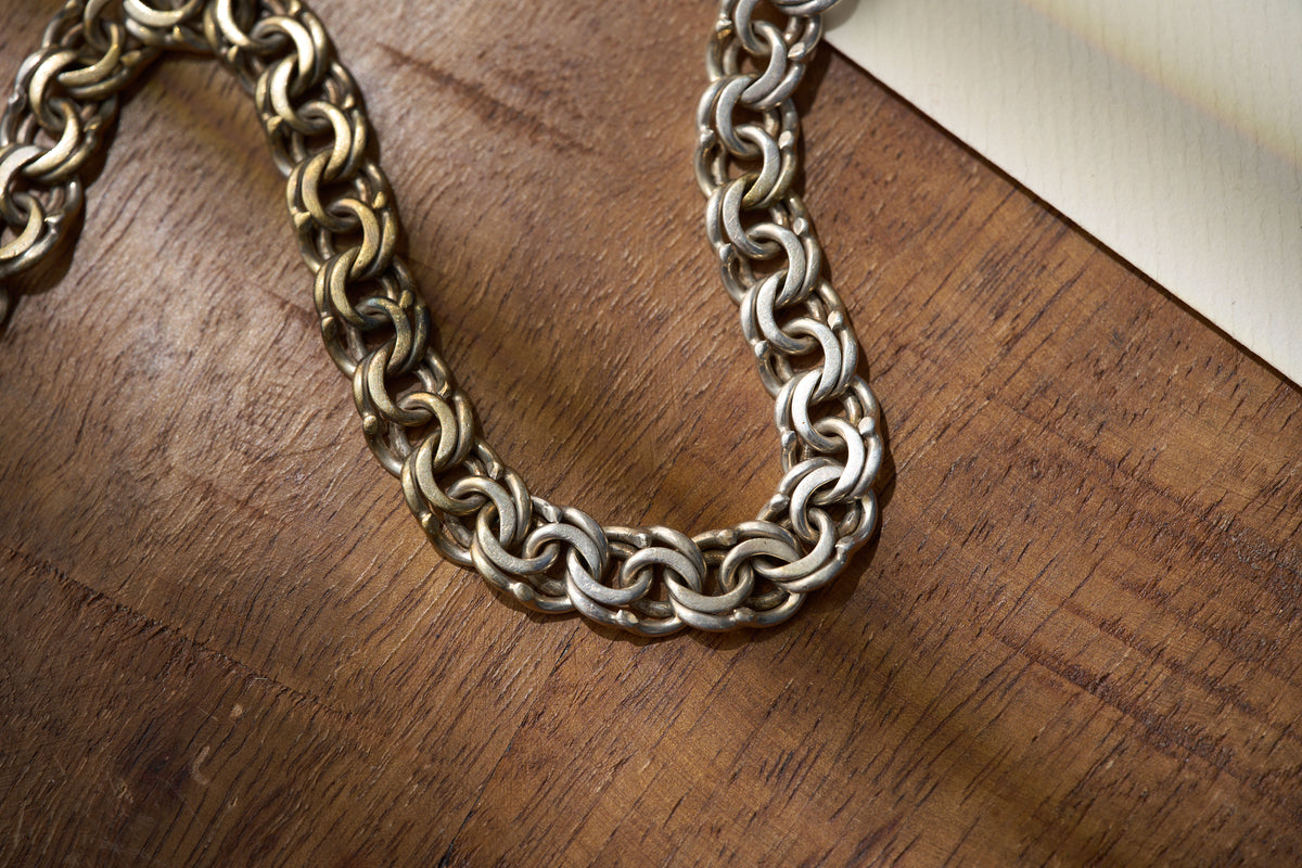 German Nickel Double Cable Link Chain, Early 20th Century