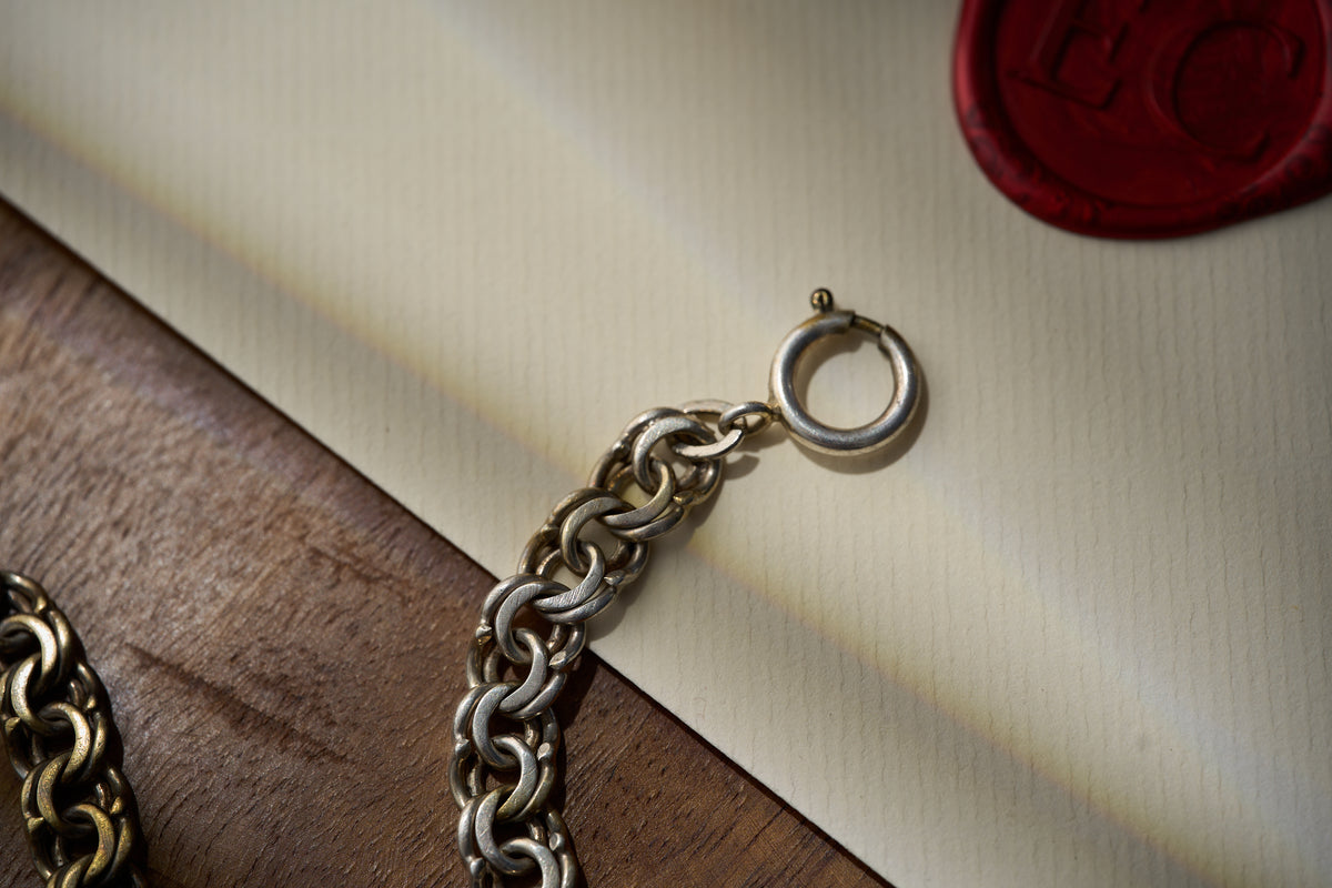 German Nickel Double Cable Link Chain, Early 20th Century