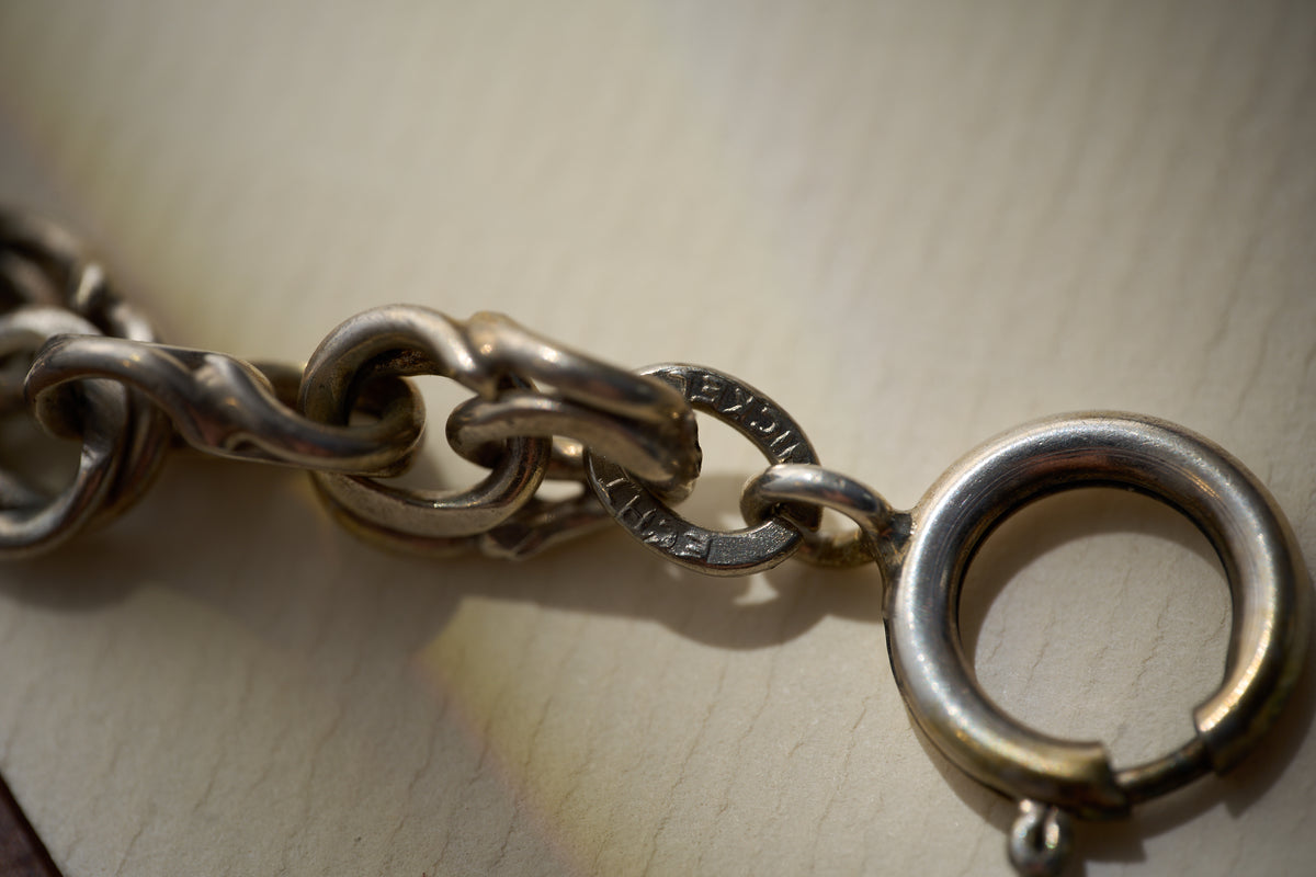 German Nickel Double Cable Link Chain, Early 20th Century