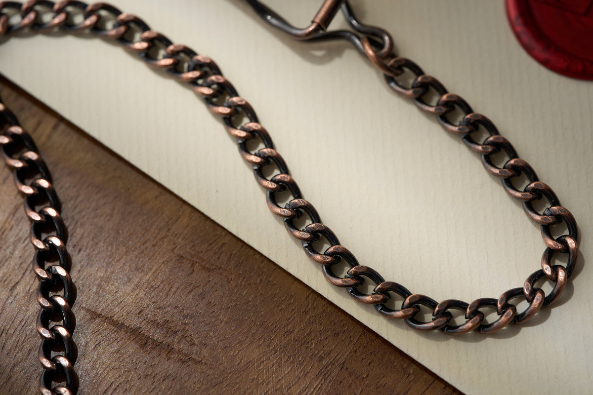 Curb Link Albert Chain with Belt Clip, Early 20th Century