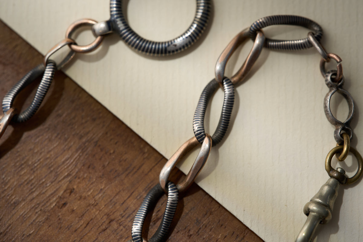Art Deco Two-Tone Fancy Link Albert Chain, Continental