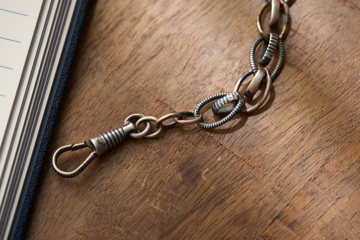 Art Deco Two-Tone Fancy Link Albert Chain, 19cm