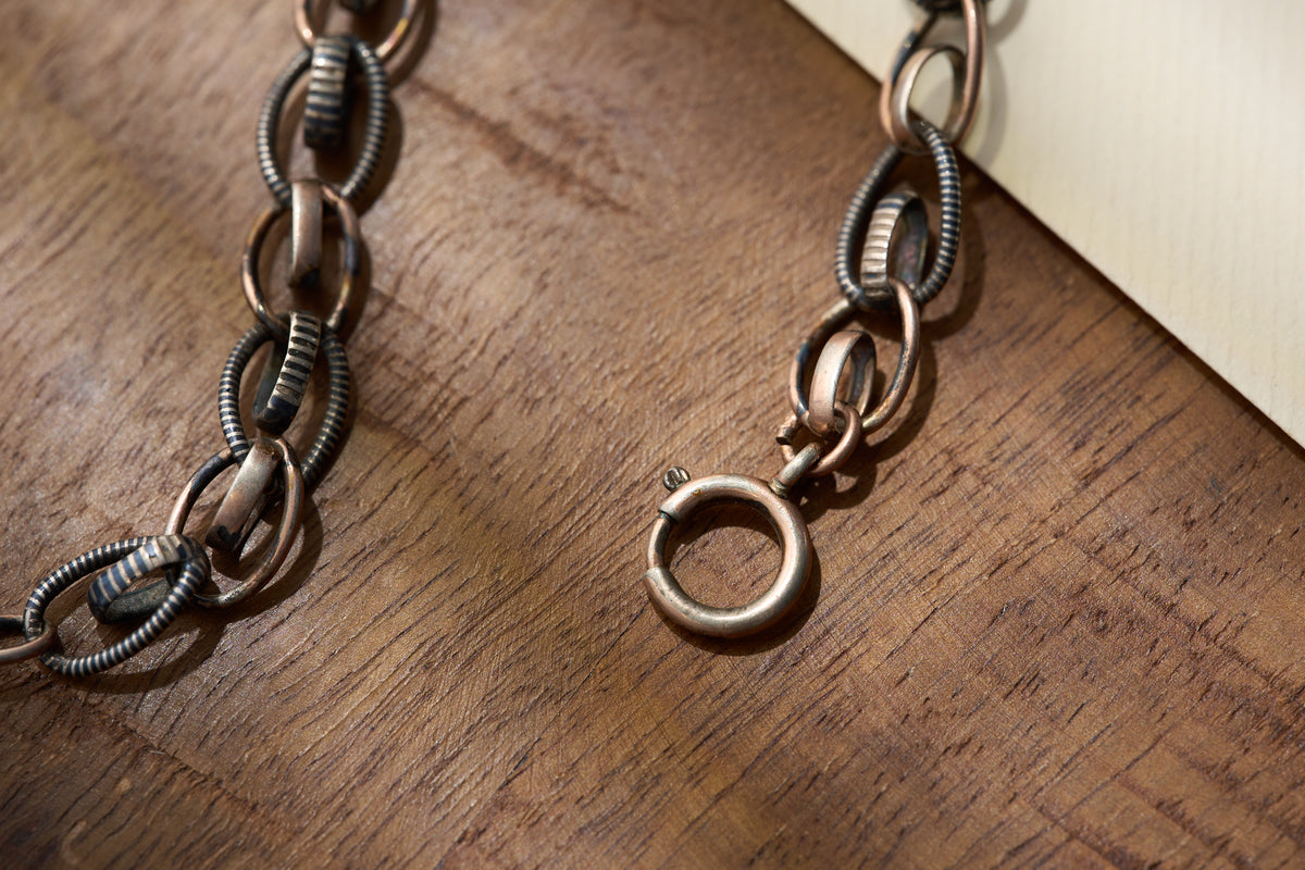 Art Deco Two-Tone Fancy Link Albert Chain, 19cm