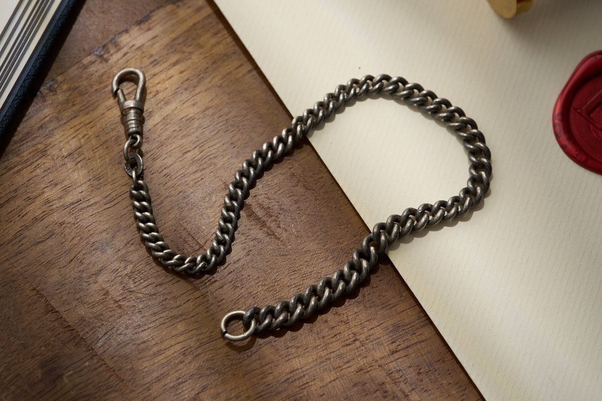 Continental Silver Graduated Curb Albert Chain, 800 Silver