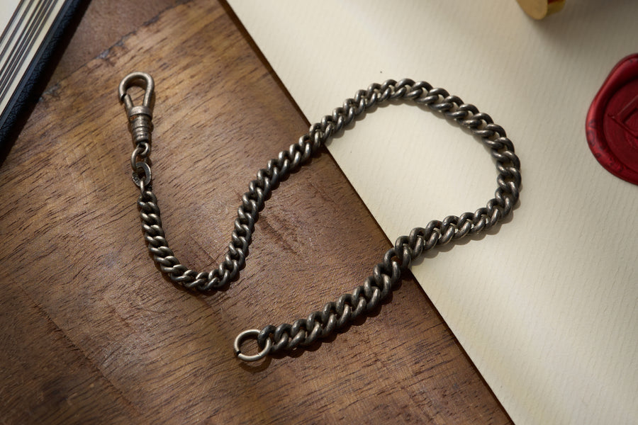 Continental Silver Graduated Curb Albert Chain, 800 Silver