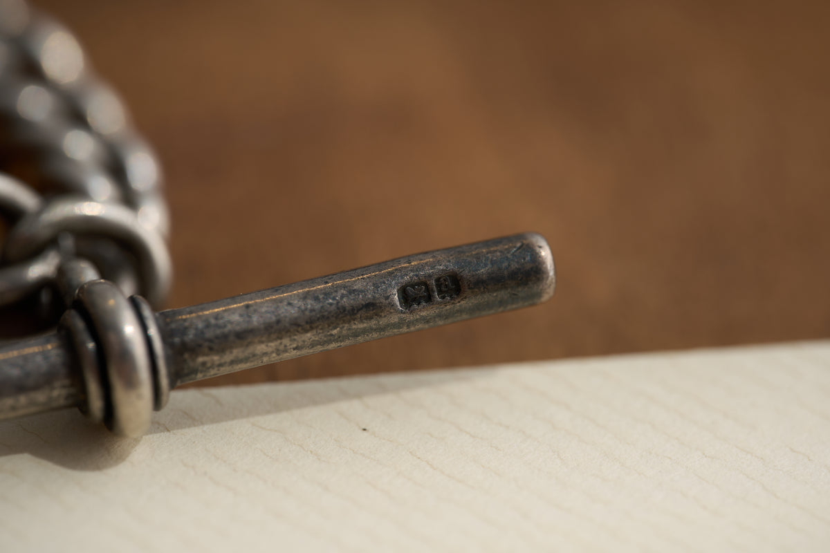 Graduated Curb Single Albert in Sterling Silver, Hallmarked, c.1900