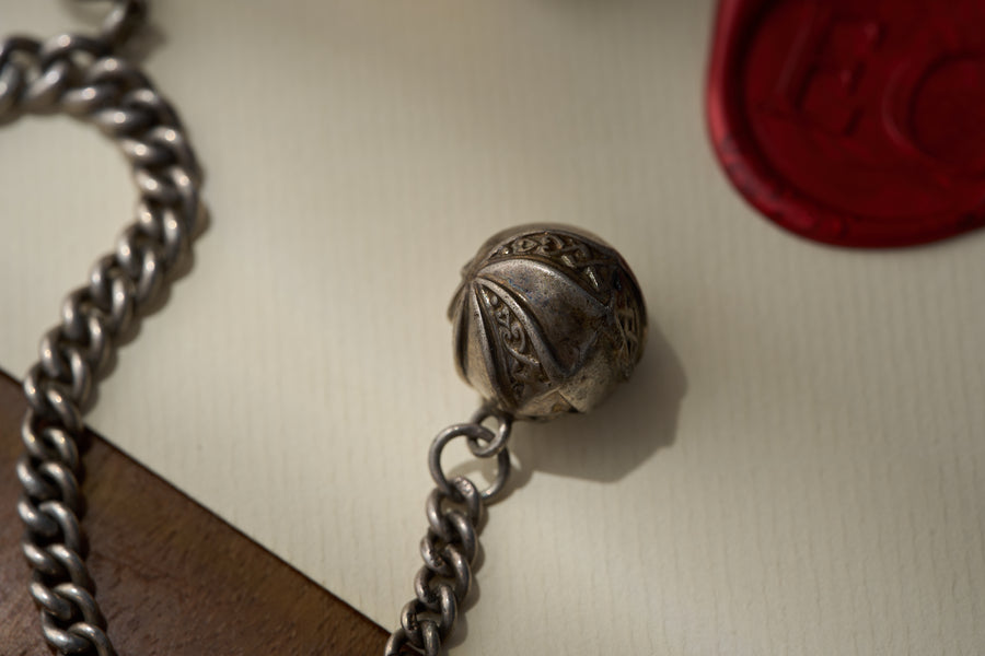 Sterling Silver Double Albert with Ball Fob, Birmingham c.1900