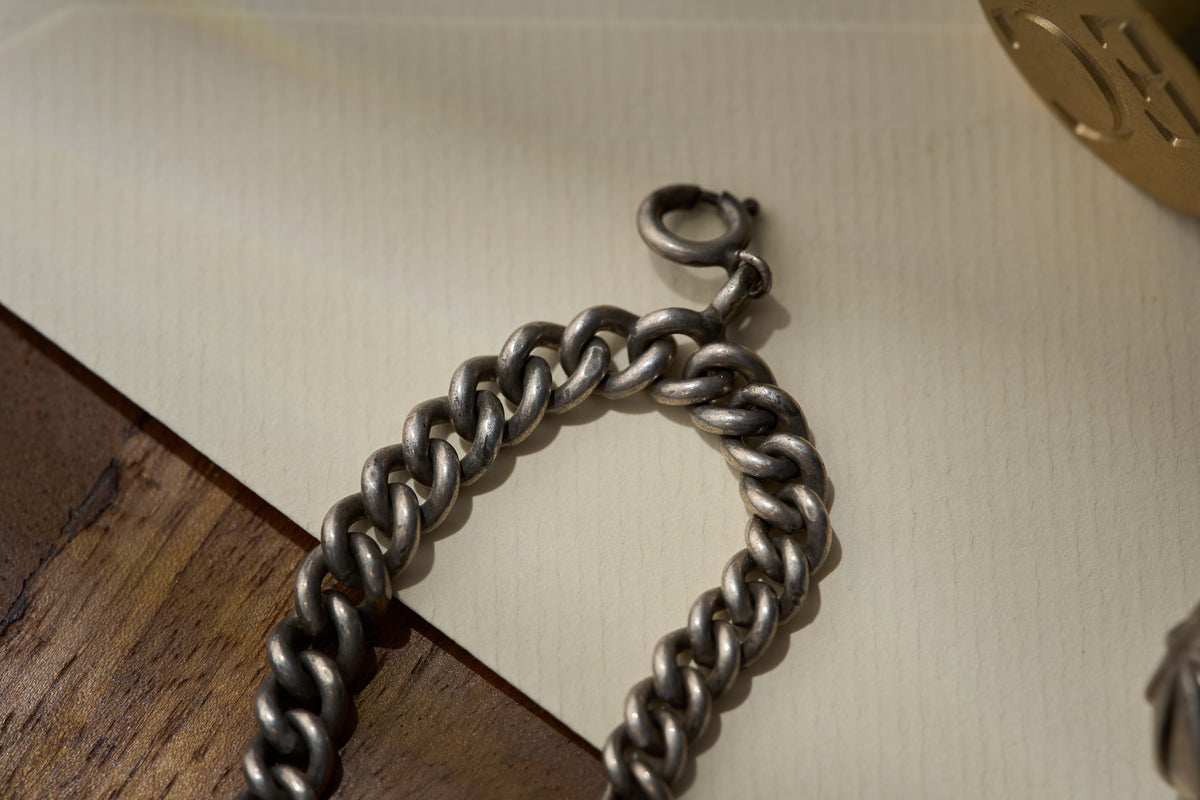 Sterling Silver Double Albert with Ball Fob, Birmingham c.1900