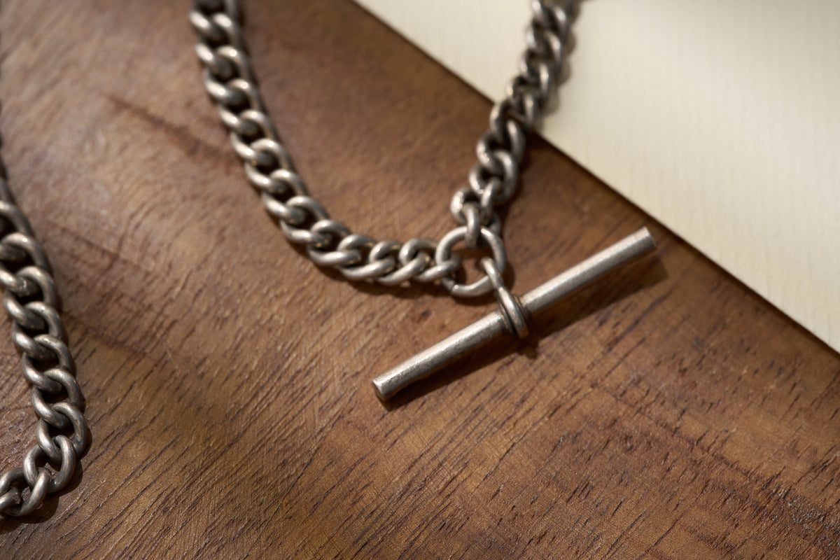 Sterling Silver Double Albert with Ball Fob, Birmingham c.1900