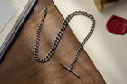 Graduated Curb Single Albert in Sterling Silver, Birmingham Hallmarked, c.1900