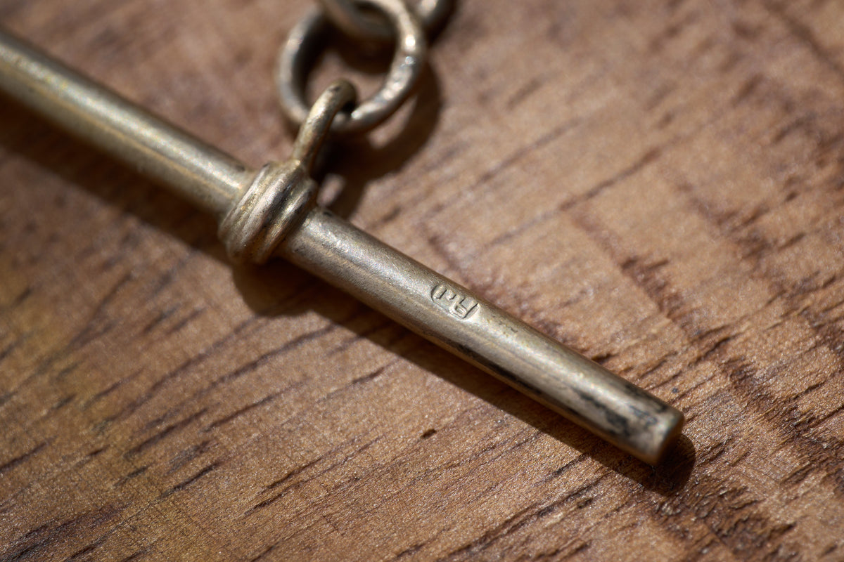 Graduated Curb Single Albert in Sterling Silver, Birmingham Hallmarked, c.1900