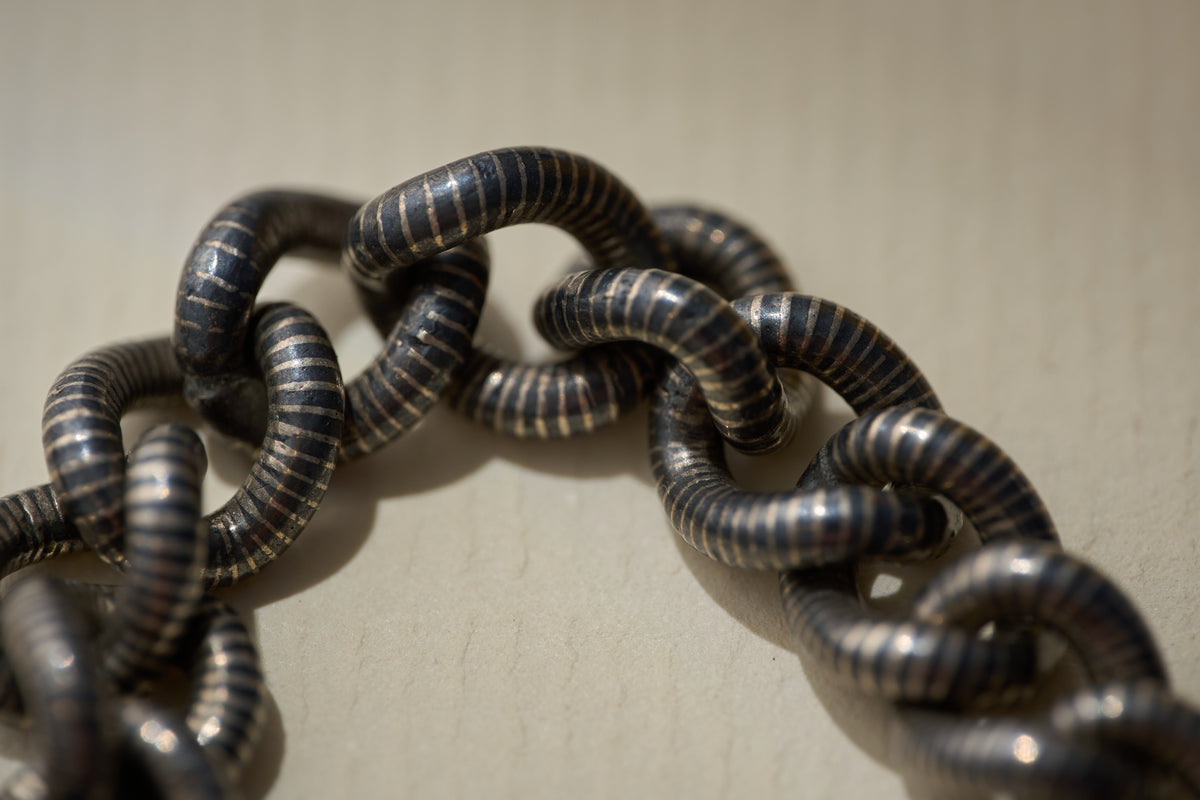 Coil-Wrapped Single Albert with Fob Medal in Sterling Silver, Birmingham, c.1894