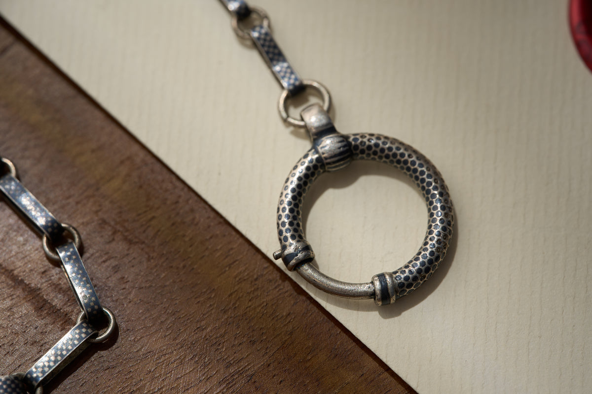 German Niello Bar Link Fob Chain with Shooting Medal