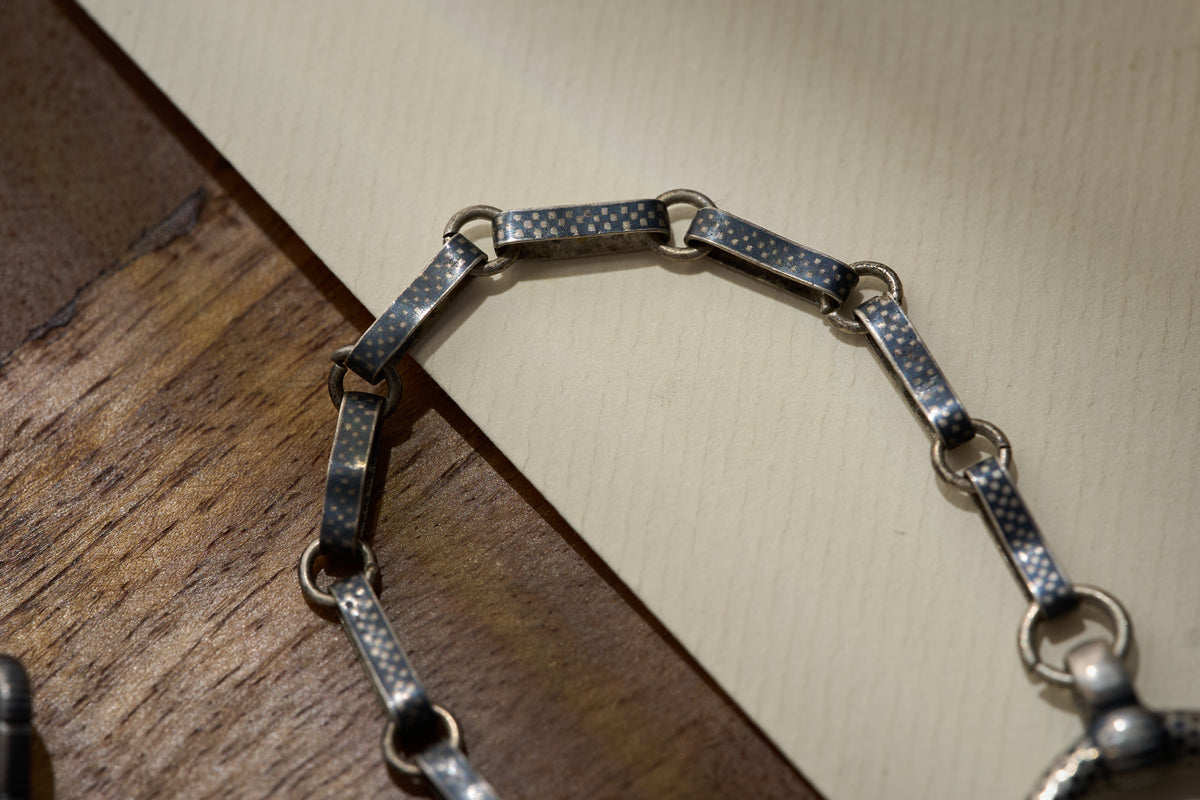 German Niello Bar Link Fob Chain with Shooting Medal