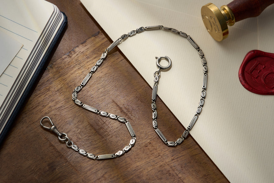 Art Nouveau Scroll Link Single Albert in .800 Silver, Continental, c.1900