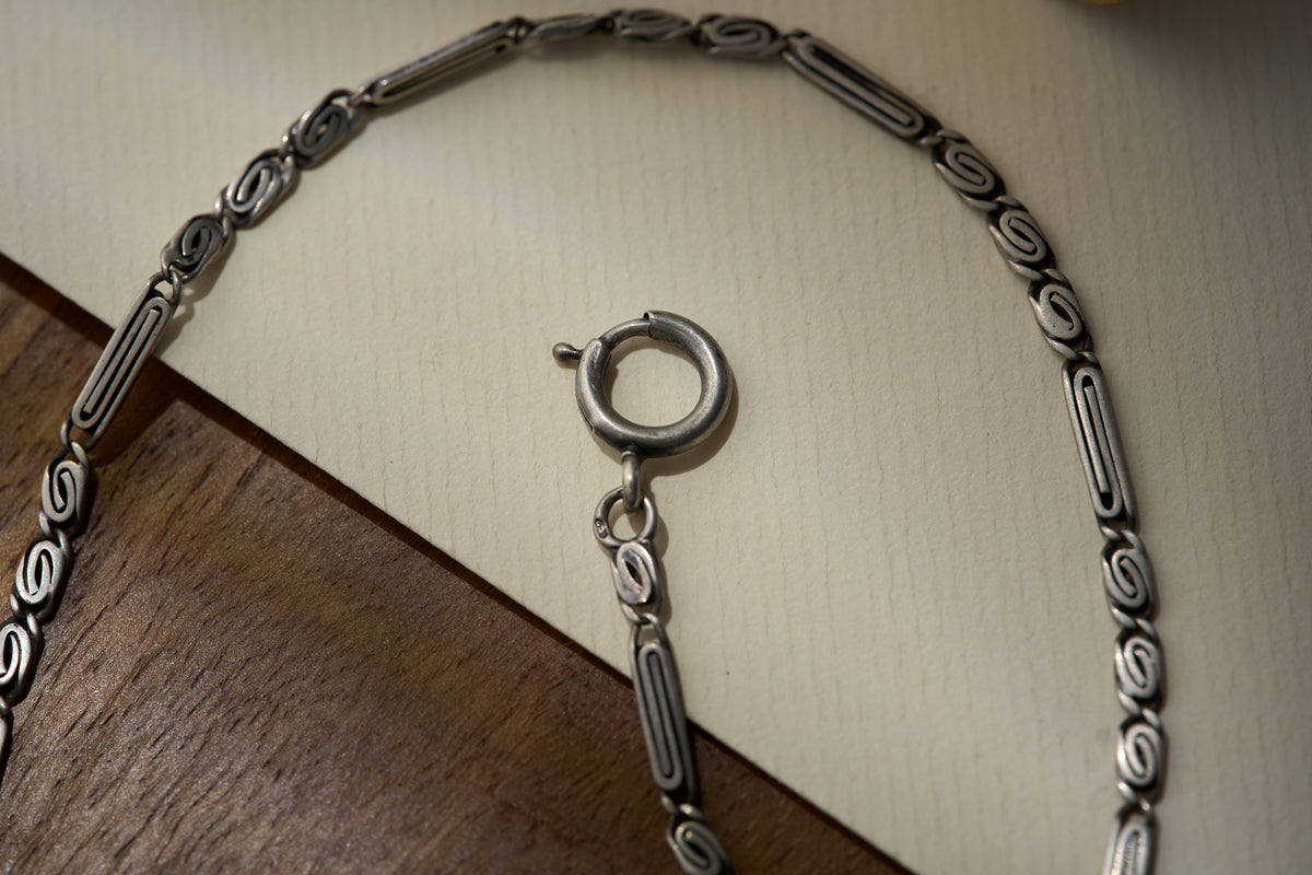 Art Nouveau Scroll Link Single Albert in .800 Silver, Continental, c.1900