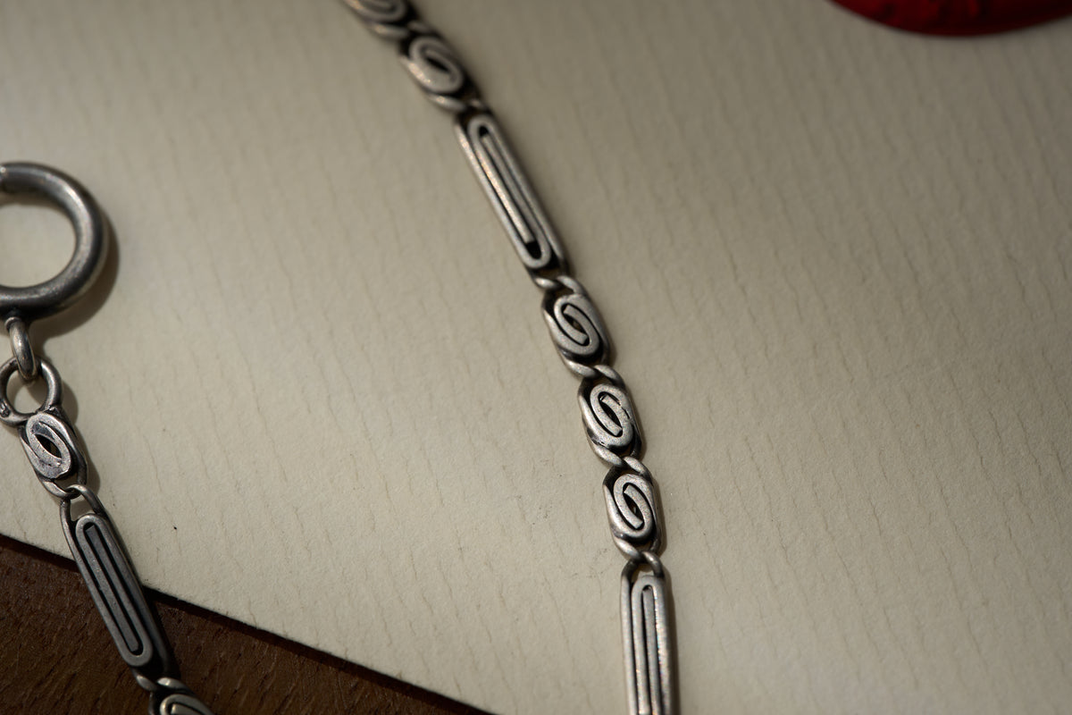 Art Nouveau Scroll Link Single Albert in .800 Silver, Continental, c.1900