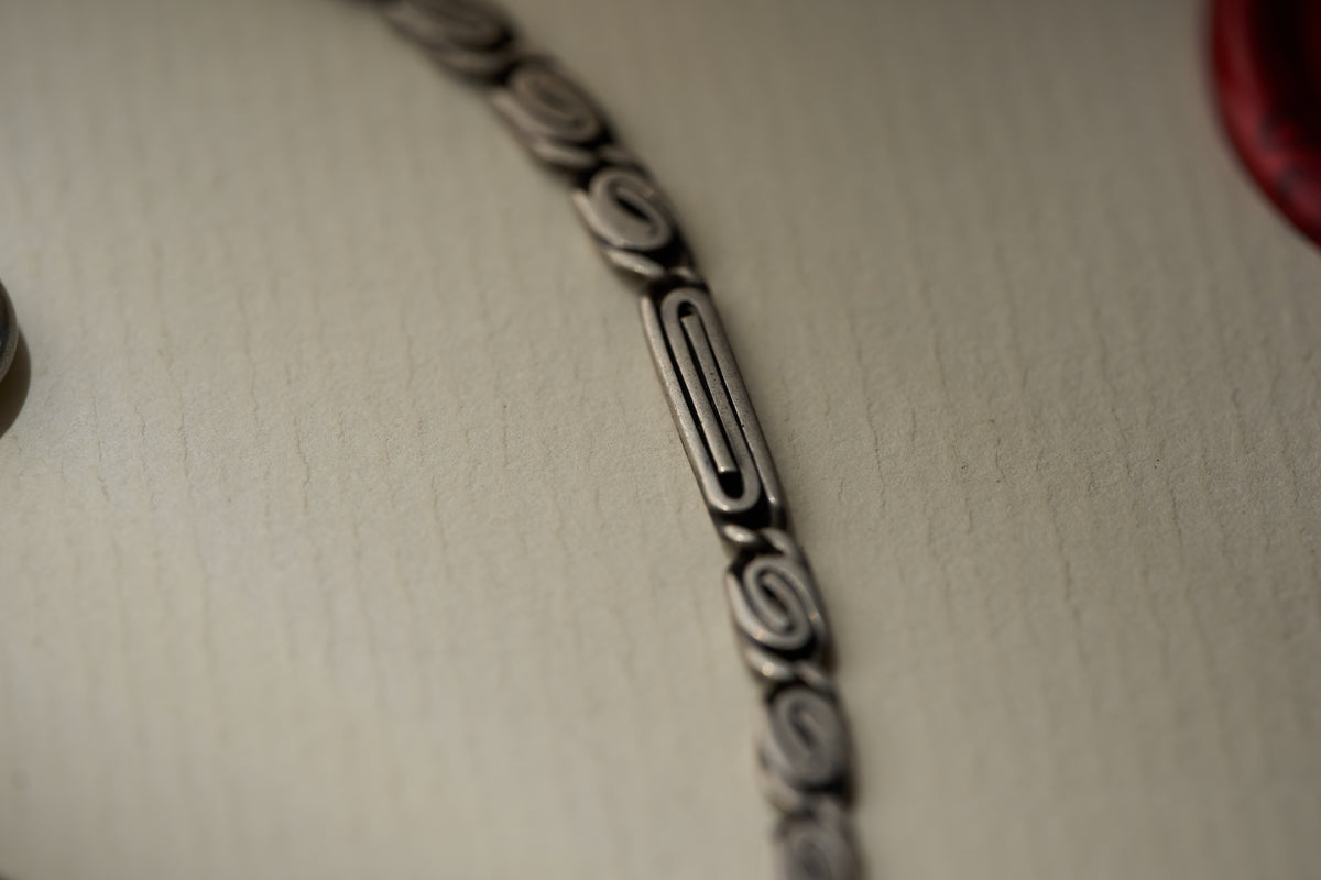 Art Nouveau Scroll Link Single Albert in .800 Silver, Continental, c.1900
