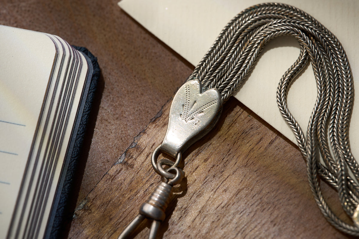 German Multi-Strand Foxtail Fob Chain with Heart Terminals