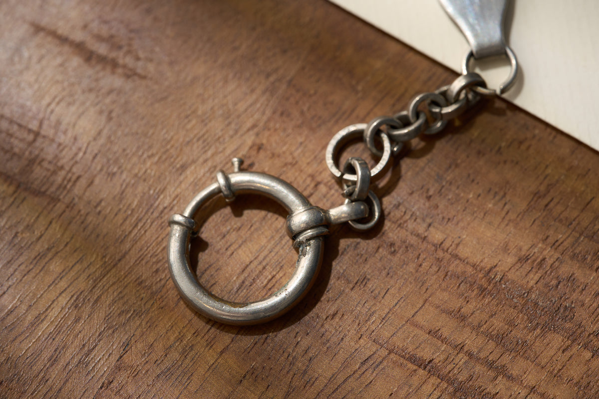 German Multi-Strand Foxtail Fob Chain with Heart Terminals