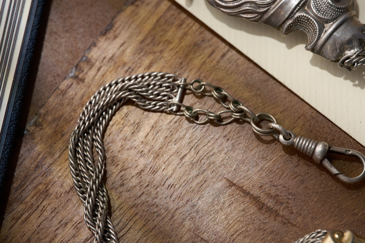 Figural Horse Head Fob Chain with Gilt Heart Slider