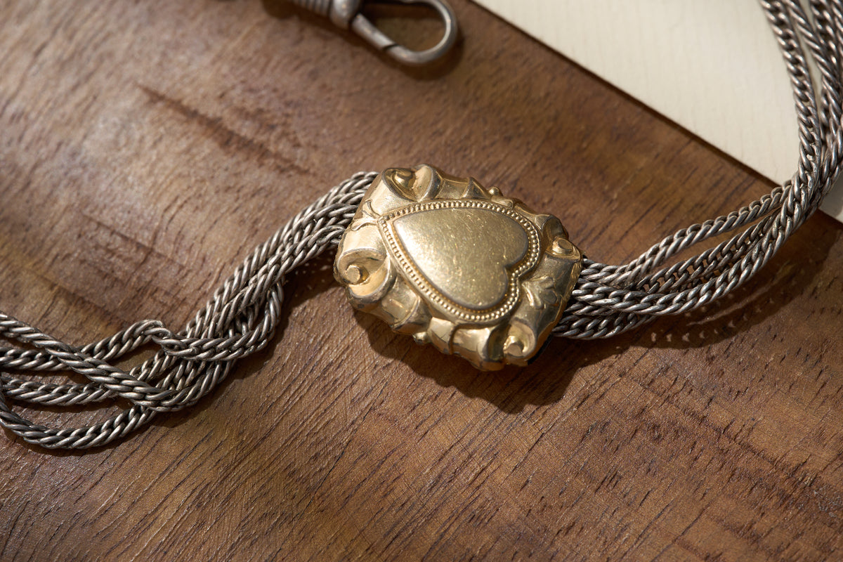 Figural Horse Head Fob Chain with Gilt Heart Slider
