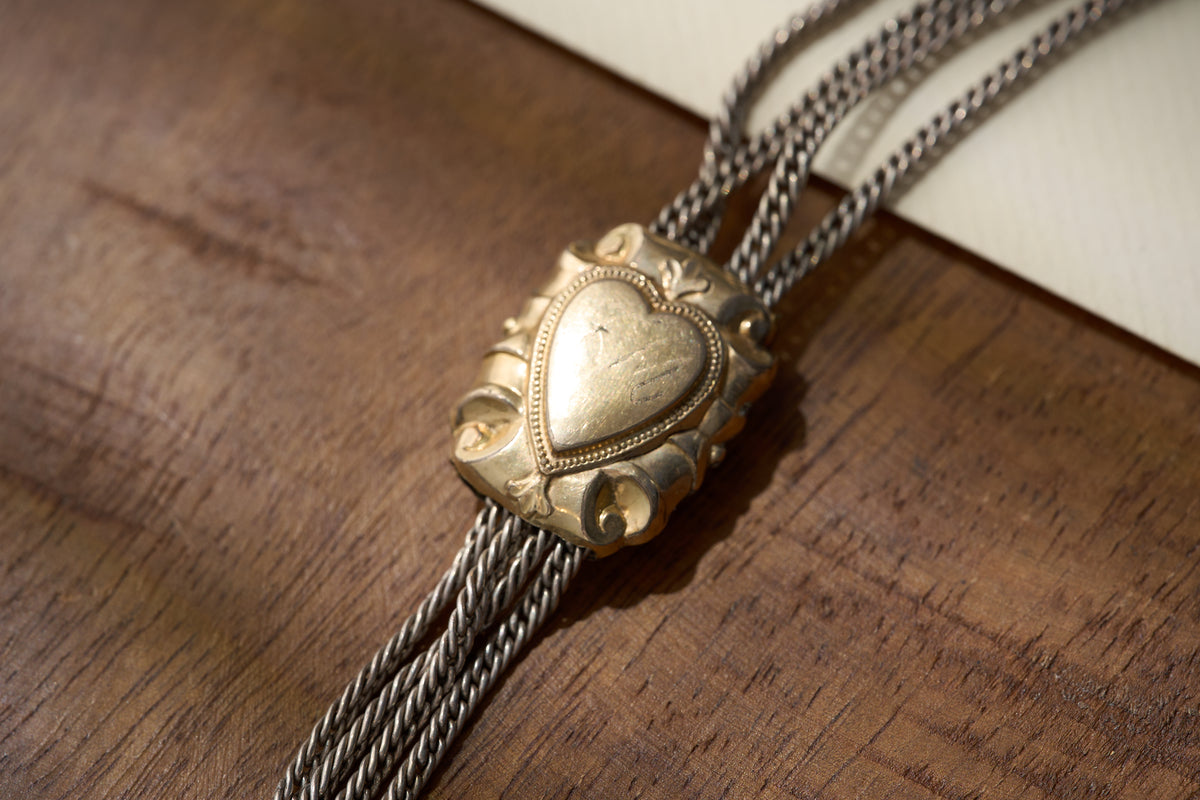 Figural Horse Head Fob Chain with Gilt Heart Slider