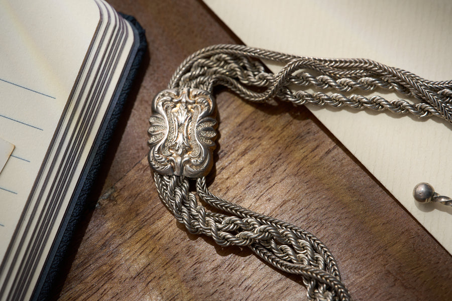 Rope Albertina with Tassel and Coin Fob in Sterling Silver, c.1910