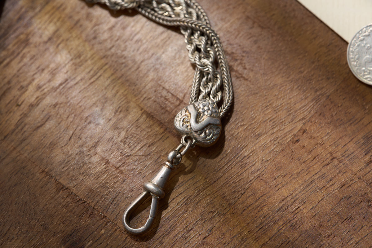 Rope Albertina with Tassel and Coin Fob in Sterling Silver, c.1910