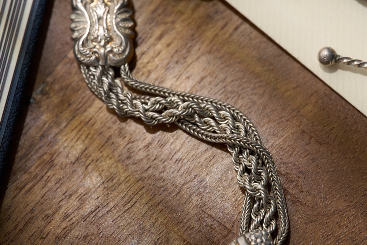 Rope Albertina with Tassel and Coin Fob in Sterling Silver, c.1910