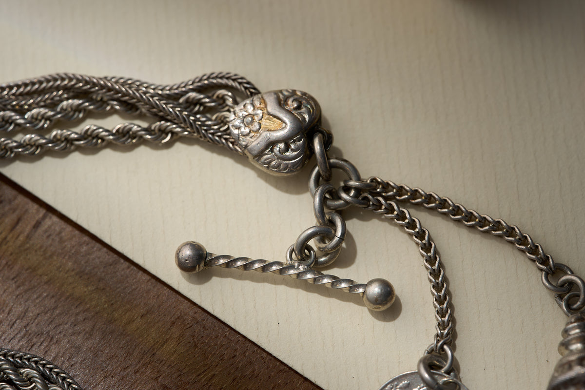 Rope Albertina with Tassel and Coin Fob in Sterling Silver, c.1910