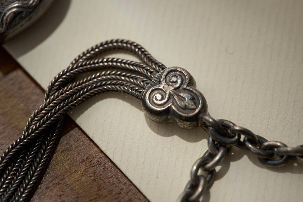 Victorian Equestrian Multi-Strand Fob Chain with Winding Key