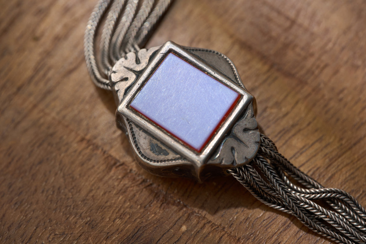 Silver Rope Albertina with Two Sardonyx Stations, c.1880